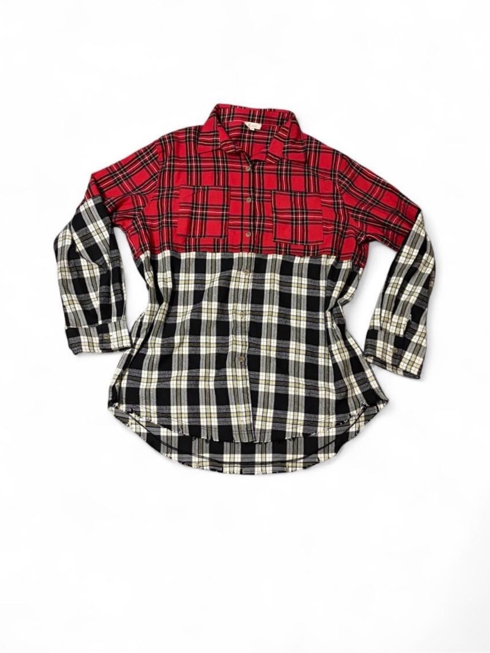 LA MIEL Red and Black Two-Tone Plaid Shirt - Picture 2 of 3
